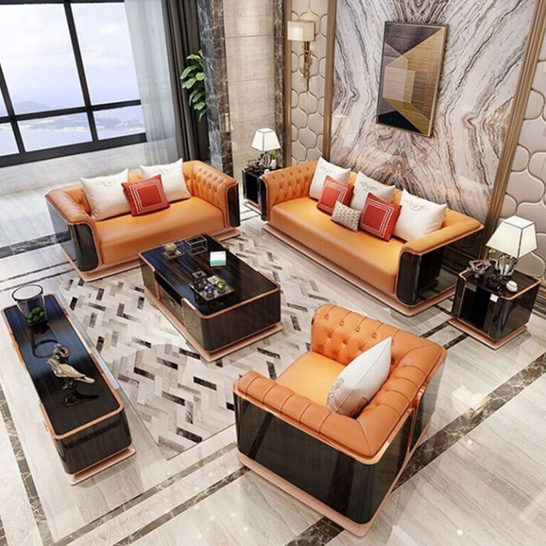 Nubuck Leather Sofa Deep Modern Living Room High End Luxury Modern Exclusive Modular Sectional Sofa Set