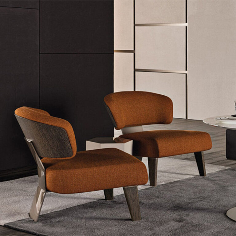 Soft Comfortable Modern Leather Leisure Armrest Single Furniture Round Back Design Wooden Leg Living Room Luxury Chair