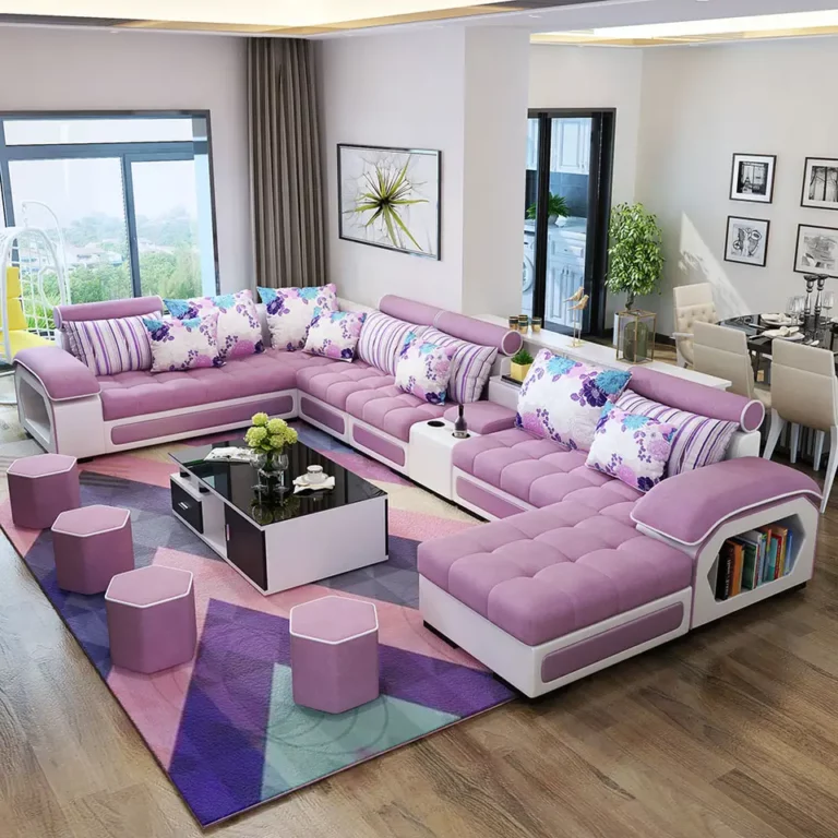 Modern Custom Sectional Furniture Living Room Pink Sofa Bed Fabric Velvet 7 Set 7 Seater Sofa Set Furniture Living Room Sofas