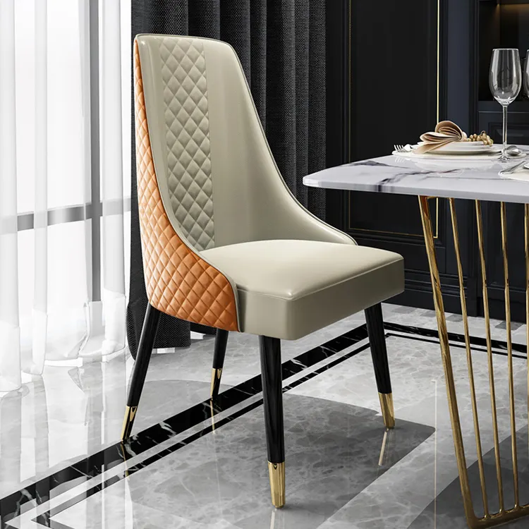 Hot Selling Modern Italian Style Leather Light Luxury Wooden Chair Dining Room Chair For Restaurant