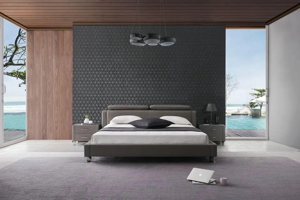American hot selling bedroom leather metal frame king bed