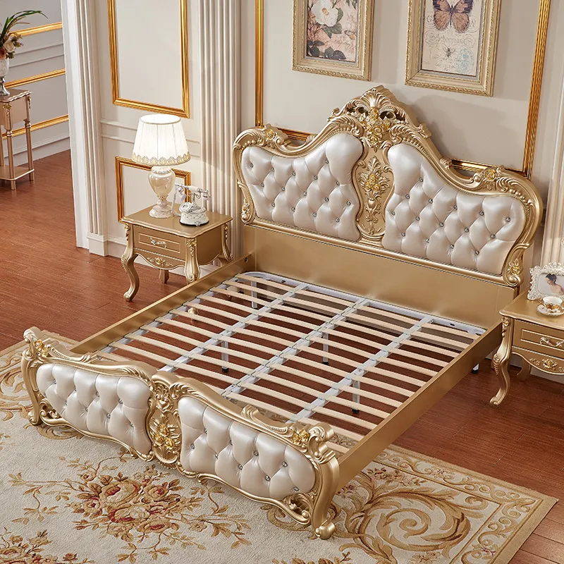 european royal home king size solid bed wood furniture set luxury bedroom sets